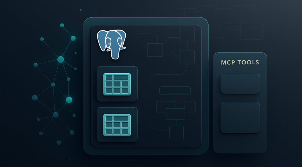 Tableau de bord PostgreSQL moderne avec schéma ERD et intégration IA MCP