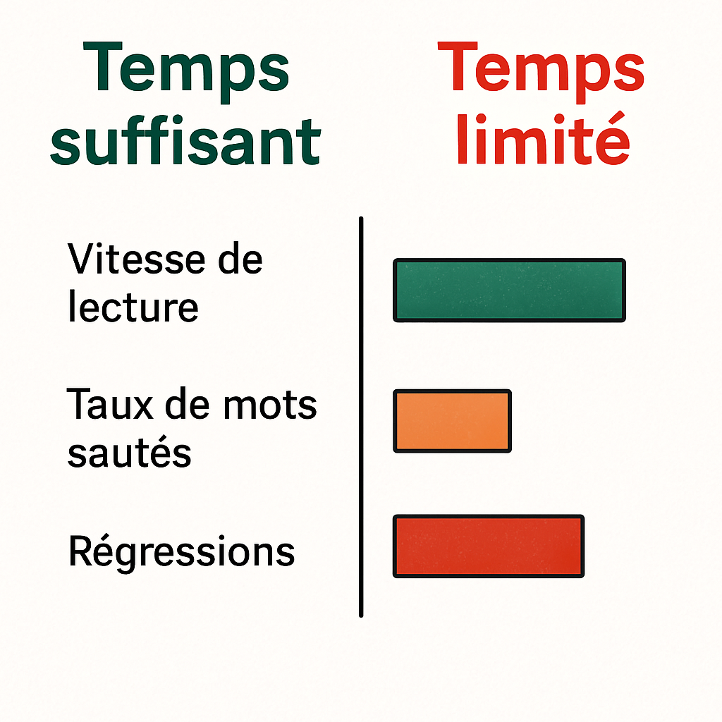 Quand le temps manque, les mots sont davantage sautés et les retours en arrière changent